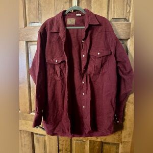 Vintage Moose Creek Men's Button Down Shirt - Burgundy XL 100% Cotton
